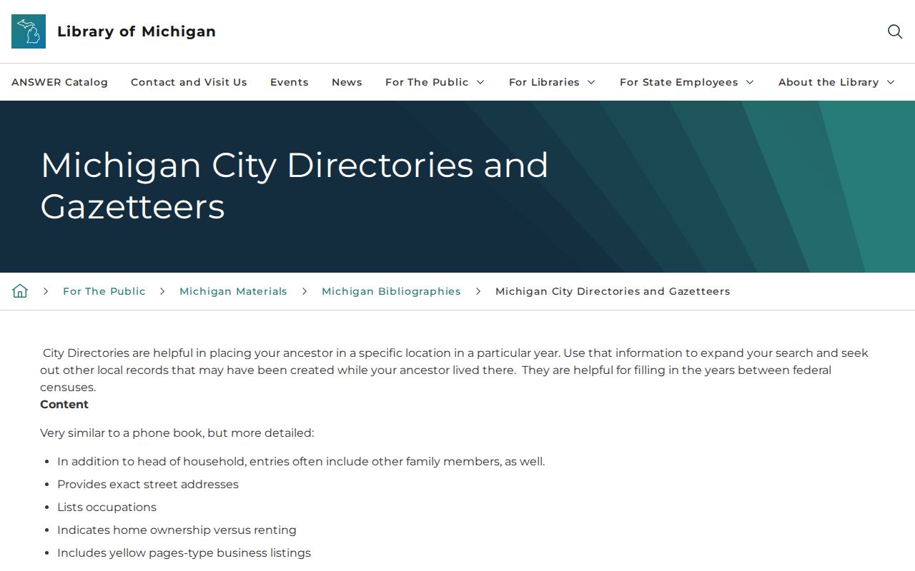 Saginaw Township city directory publisher guide