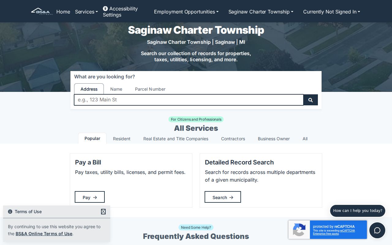 Saginaw Township residents directory assessor property search entry