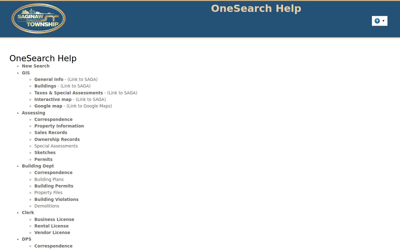 Saginaw Township residents directory OneSearch record category help