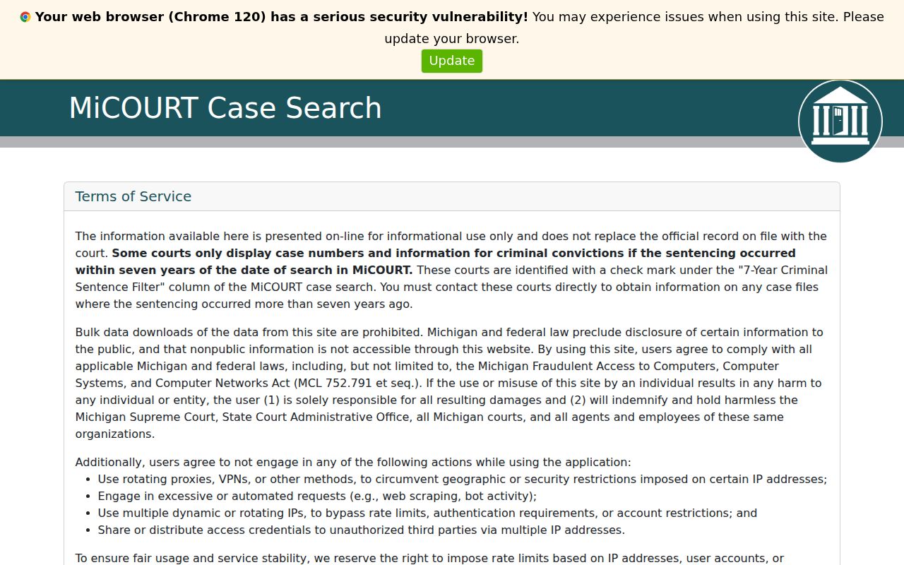 Saginaw Township resident lookup Michigan MiCOURT case search