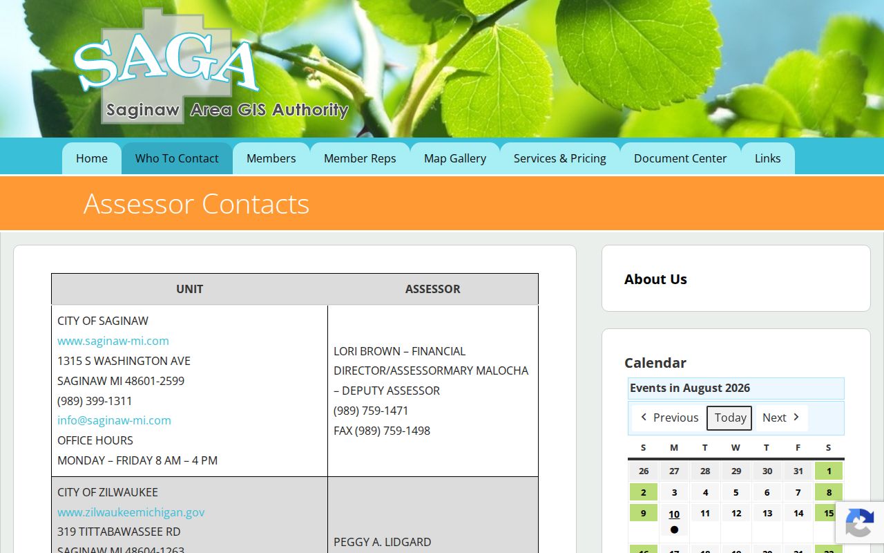 Saginaw Township street directory assessor contact information