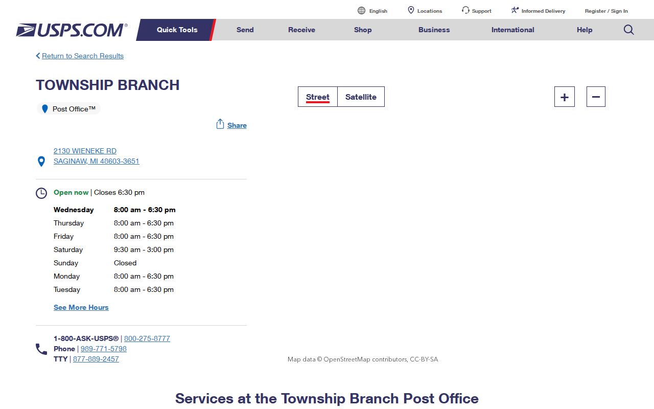 Saginaw Township ZIP code directory USPS Township Branch record